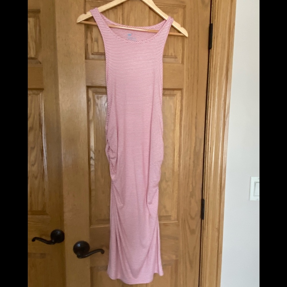 Stem Stripe Ruched Midi Dress
